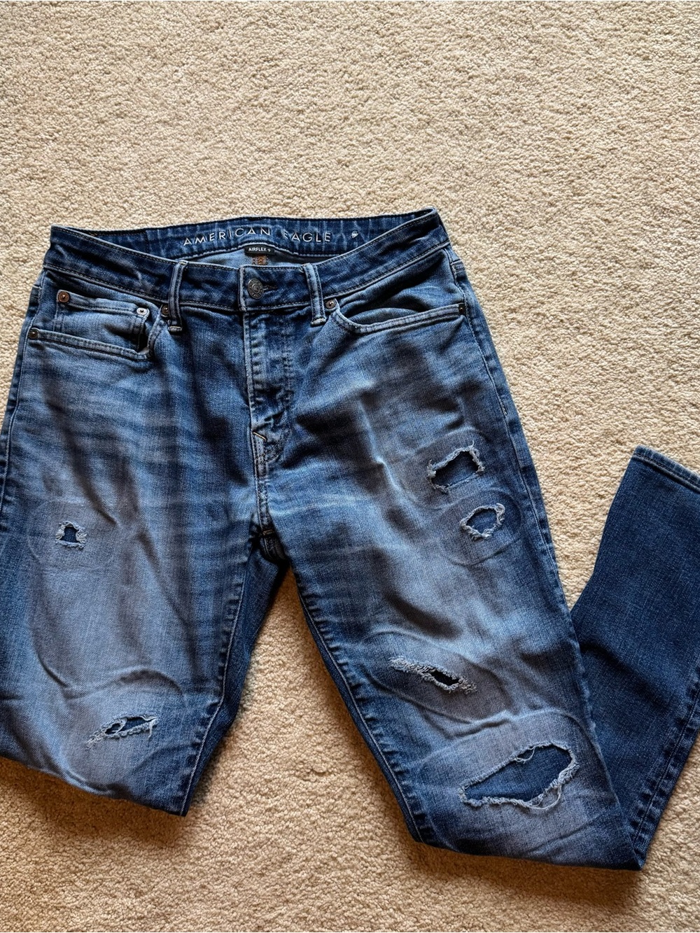 2/$25 American Eagle Outfitters Men's Ripped Blue Denim Slim Jeans